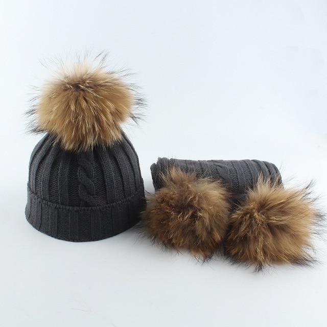 La boutique du chapeau chapeau d'hiver Gris / 4-8 age Bonnet et écharpe ensemble mignon bébé garçon fille d' hiver