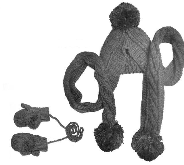 La boutique du chapeau chapeau d'hiver Gris / bonnet écharpe gants Chapeau avec écharpe et gants mode hiver