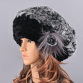 La boutique du chapeau chapeau d'hiver Gris Chapeau fourrure de lapin rex naturel doux