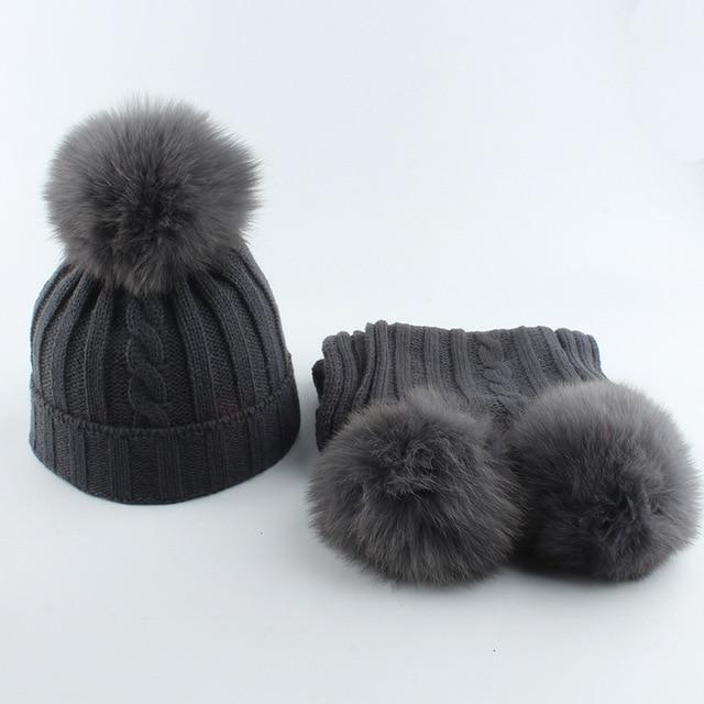 La boutique du chapeau chapeau d'hiver Gris/Gris / 4-8 age Bonnet et écharpe ensemble mignon bébé garçon fille d' hiver