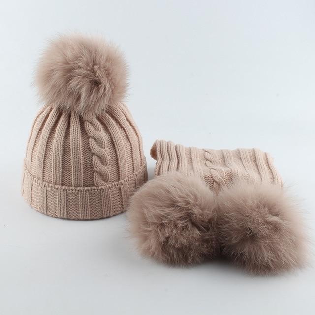 La boutique du chapeau chapeau d'hiver Marron / 4-8 age Bonnet et écharpe ensemble mignon bébé garçon fille d' hiver