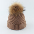 La boutique du chapeau chapeau d'hiver Marron / 48-53cm Bonnet Pompon pompon en fourrure de raton chapeau doux chaud