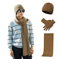La boutique du chapeau chapeau d'hiver Marron Bonnet d'hiver écharpe Gants Ensemble 3pcs
