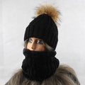 La boutique du chapeau chapeau d'hiver Noir / 48-53cm chapeau avec écharpe polaire chaude à l'intérieur bonnet filles