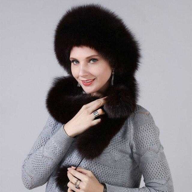 La boutique du chapeau chapeau d'hiver Noir Bonnet d'hiver pour femme avec fourrure naturelle