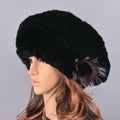 La boutique du chapeau chapeau d'hiver Noir Chapeau fourrure de lapin rex naturel doux