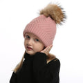La boutique du chapeau chapeau d'hiver Rose / 48-53cm Bonnet Pompon pompon en fourrure de raton chapeau doux chaud