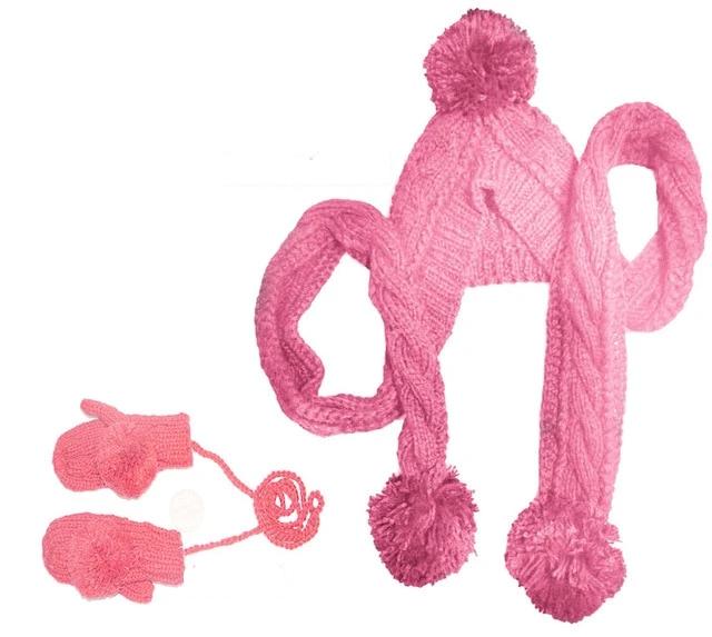 La boutique du chapeau chapeau d'hiver Rose / bonnet écharpe gants Chapeau avec écharpe et gants mode hiver