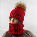 La boutique du chapeau chapeau d'hiver Rouge / 54-60cm chapeau avec écharpe polaire chaude à l'intérieur bonnet filles
