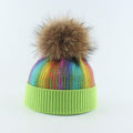 La boutique du chapeau chapeau d'hiver Vert / 55-59cm Bonnet tricoté avec pompon en fourrure enfants