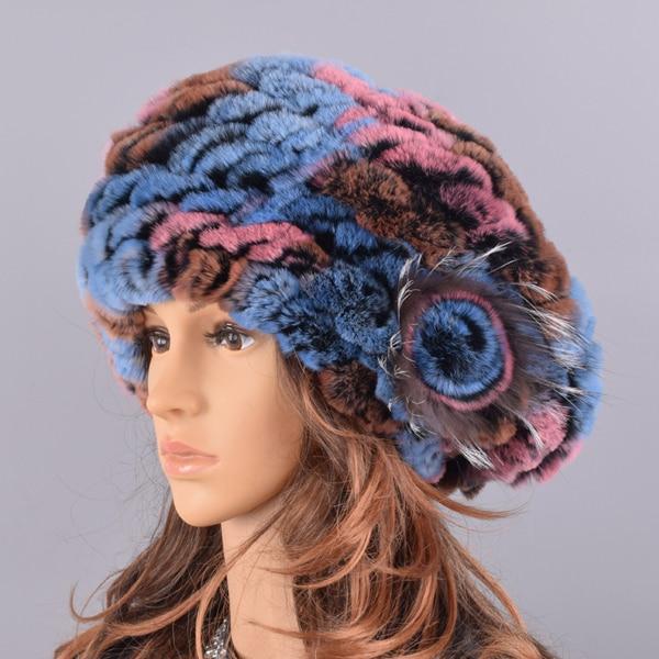 La boutique du chapeau chapeau d'hiver Violet Chapeau fourrure de lapin rex naturel doux