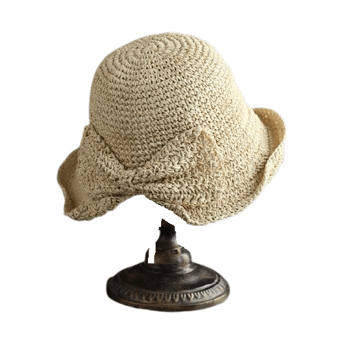 La boutique du chapeau chapeau de paille Beige Chapeau de pêcheur à nœud pliable