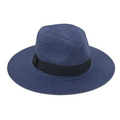 La boutique du chapeau chapeau de paille Bleu Chapeau paille Panama décontracté large bord été