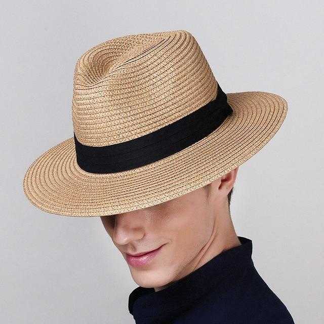 La boutique du chapeau chapeau de paille Kaki Chapeau paille Panama décontracté large bord été