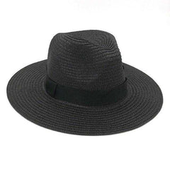 La boutique du chapeau chapeau de paille Noir Chapeau paille Panama décontracté large bord été
