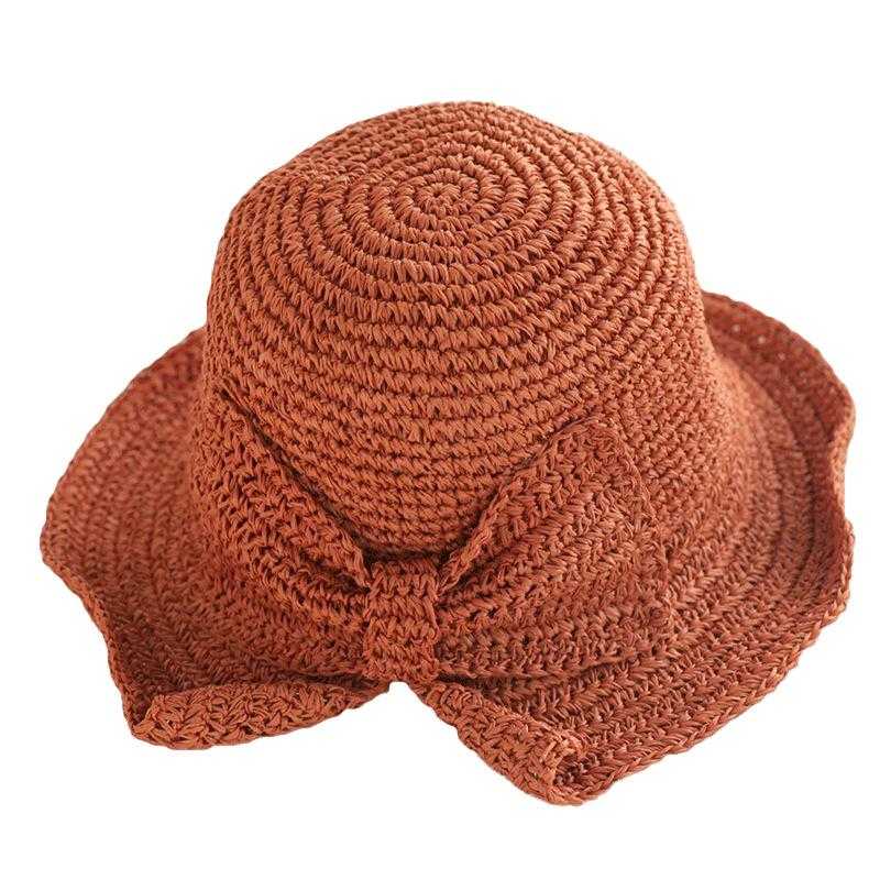 La boutique du chapeau chapeau de paille Orange Chapeau de pêcheur à nœud pliable