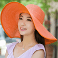 La boutique du chapeau chapeau de paille Orange chapeau de soleil pliable