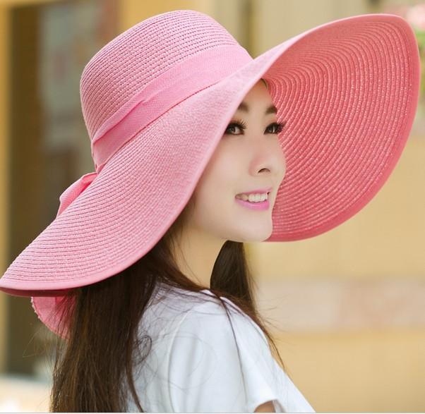 La boutique du chapeau chapeau de paille Rose clair chapeau de soleil pliable