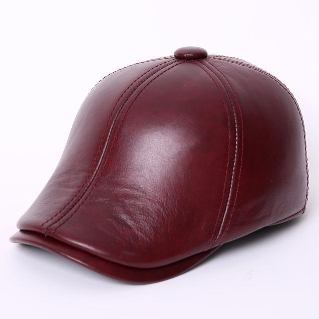 La boutique du chapeau Chapeau En Cuir Rouge / L Casquettes En Cuir De Mode Protection Des Oreilles Hiver