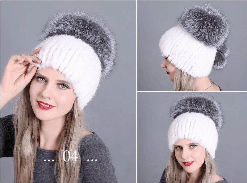 La boutique du chapeau chapka russe Blanc 4 chapeau d'hiver femmes avec fourrure naturelle