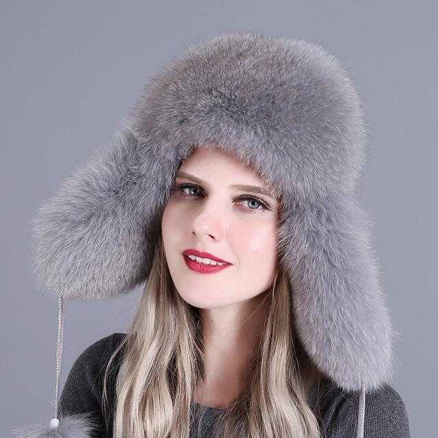 La boutique du chapeau chapka russe Gris 9 Chapeau 100% naturel doux véritable fourrure de renard
