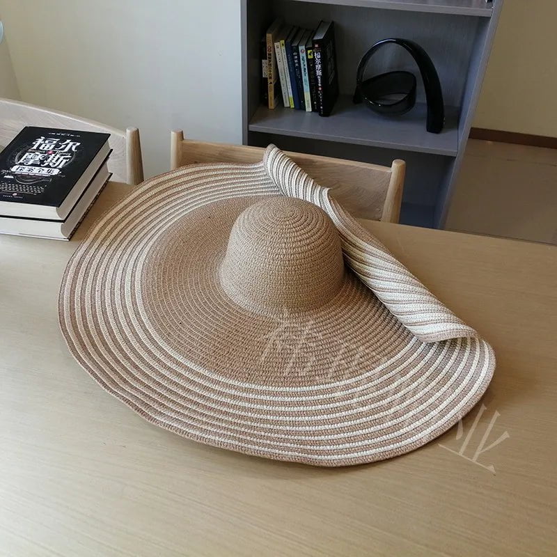 La boutique du chapeau Couture khaki / Taille unique Grand chapeau de paille