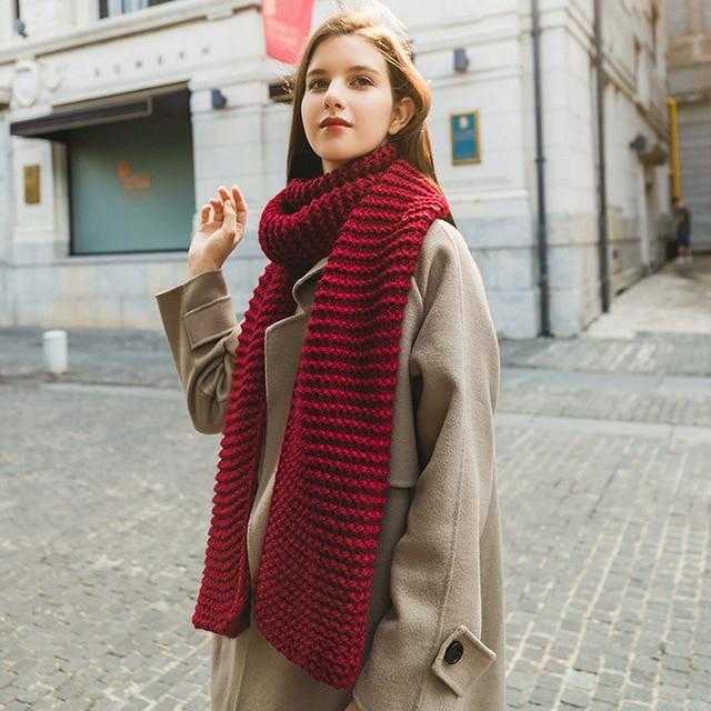 La boutique du chapeau écharpe en tricot Rouge écharpe en laine épaisse femme automne et hiver