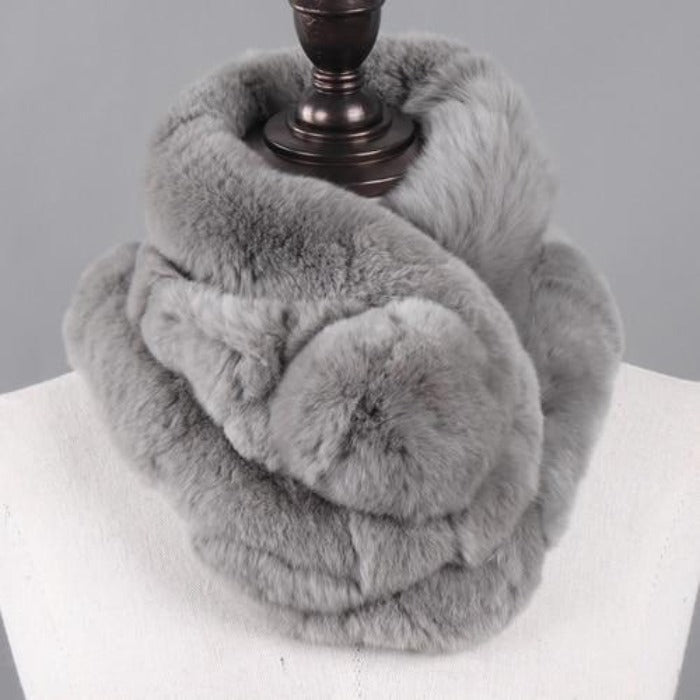 La boutique du chapeau Écharpe Gris C / 65cm Écharpe femmes chaud 100% naturel véritable lapin rex fourrure