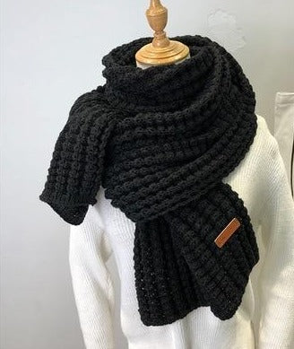 La boutique du chapeau Écharpe Noir / 196 x 41 cm écharpe d'hiver mode femmes longues écharpes vintage