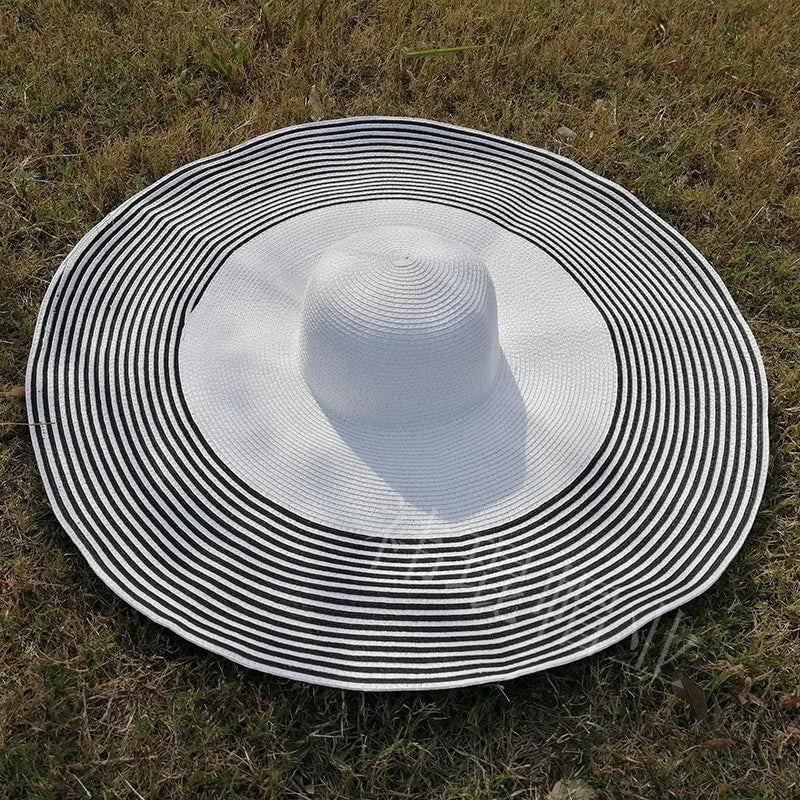 La boutique du chapeau Grand débordement blanc / Taille unique Grand chapeau de paille