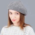 La boutique du chapeau Gris / 56cm to 58cm Béret en laine de couleur unie