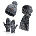 La boutique du chapeau Gris Echarpe, bonnet et gants en laine