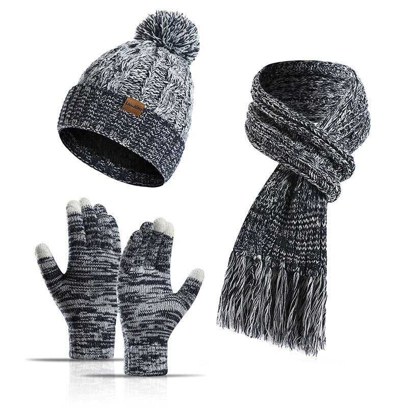 La boutique du chapeau Gris Echarpe, bonnet et gants en laine