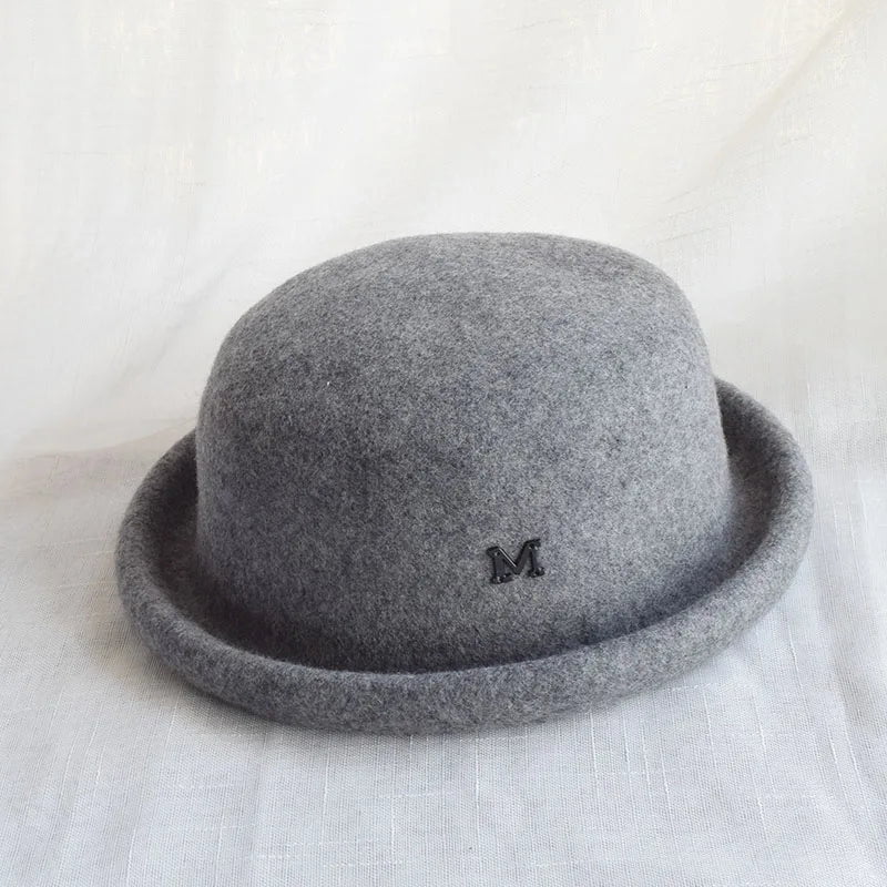 La boutique du chapeau Gris foncé / 56-58 Chapeau melon en feutre de laine