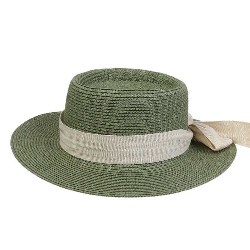 La boutique du chapeau Gris / M55-58cm Chapeau de plage avec ruban