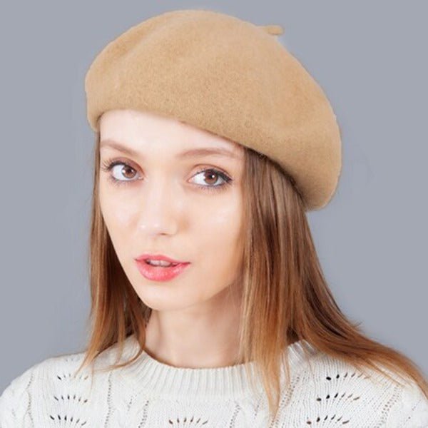 La boutique du chapeau Khaki / 56cm to 58cm Béret en laine de couleur unie