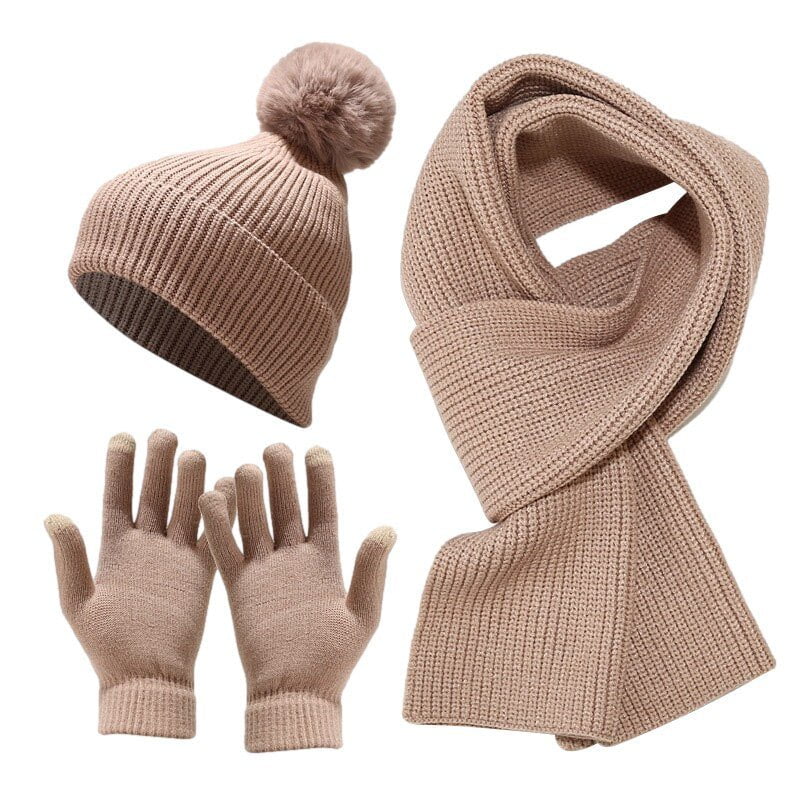 La boutique du chapeau Khaki Ensemble  gants et écharpes, bonnet en laine épaisse