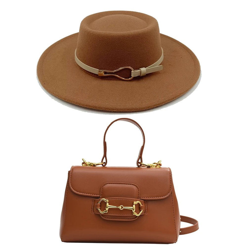 La boutique du chapeau Marron / 55-58CM Chapeau Fedora et sac