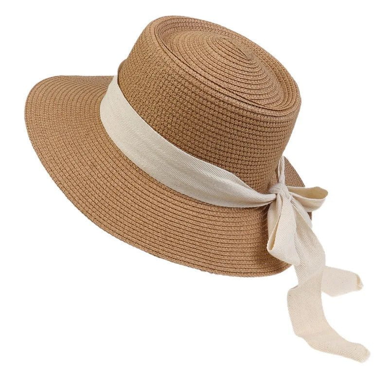 La boutique du chapeau Marron / M55-58cm Chapeau de plage avec ruban