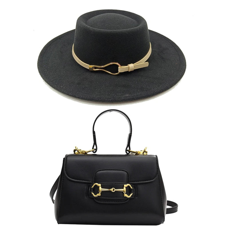 La boutique du chapeau Noir 1 / 55-58CM Chapeau Fedora et sac