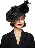 La boutique du chapeau Noir-2 Chapeau Fascinator Plumes