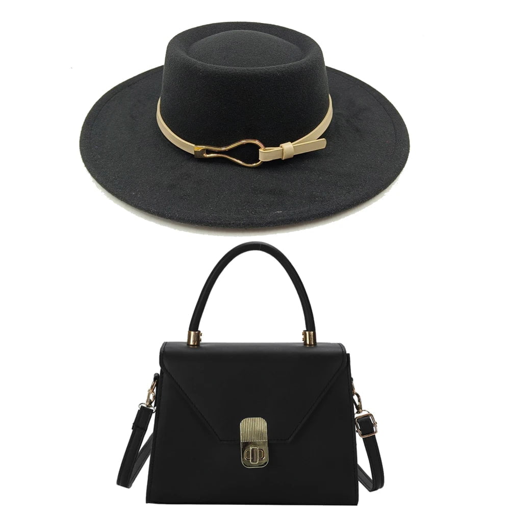 La boutique du chapeau Noir / 55-58CM Chapeau Fedora et sac
