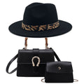 La boutique du chapeau Noir / 55-58CM Chapeau Fedora Jazz et deux sacs assortis