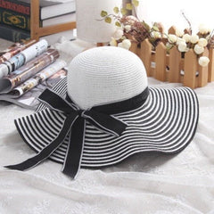La boutique du chapeau Noir / 56-58cm Chapeau de soleil en paille à rayures