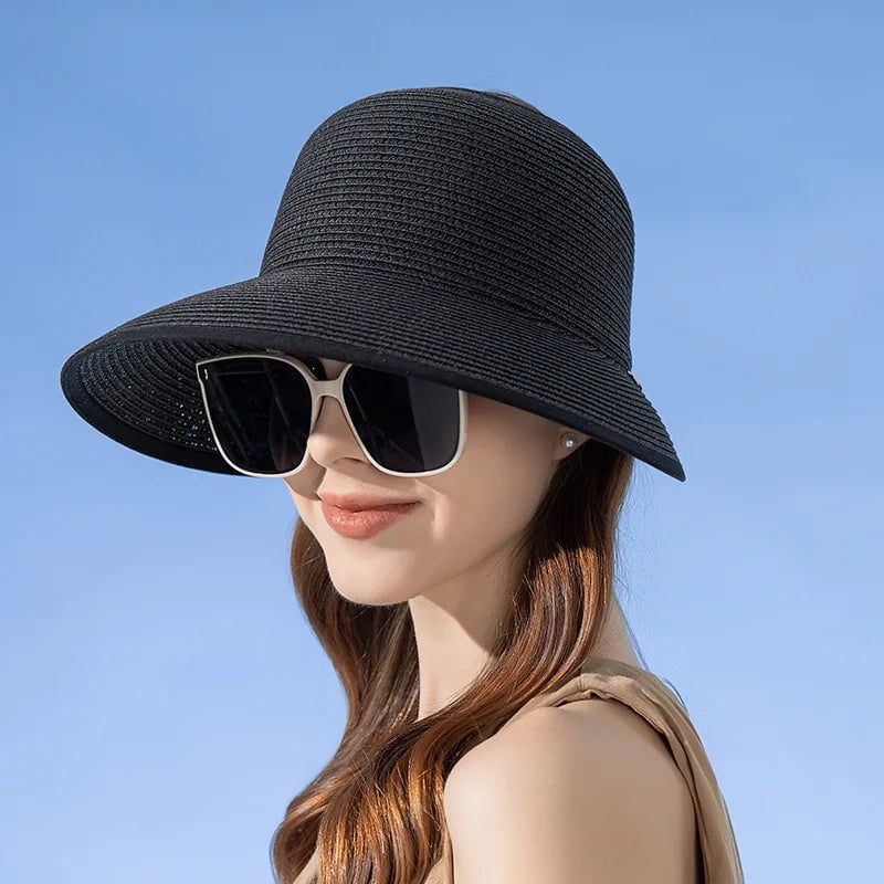 La boutique du chapeau Noir / 56-60cm Chapeau de paille pour femme