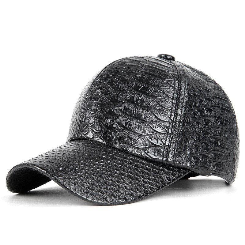 La boutique du chapeau Noir Casquette en cuir haute qualité