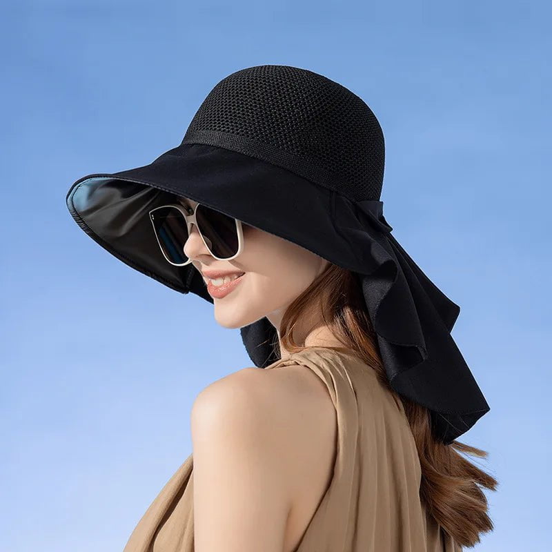 La boutique du chapeau Noir Chapeau d'été avec protection du cou