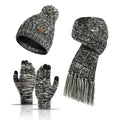 La boutique du chapeau Noir Echarpe, bonnet et gants en laine