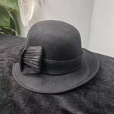 La boutique du chapeau Noir / L 58-60cm Chapeau cloche classique en lin