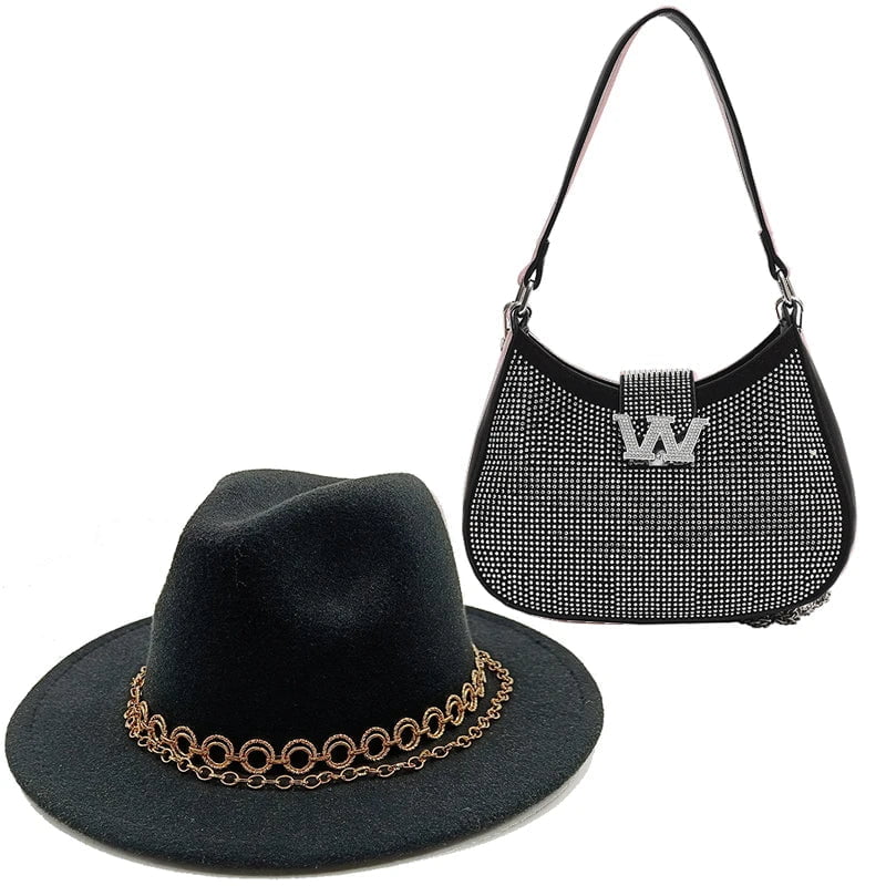 La boutique du chapeau Noir / size 55-58CM Chapeau Fedora avec grand sac